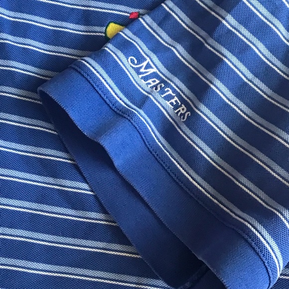 Masters Collection Blue Striped Polo Shirt, Large - Picture 6 of 7